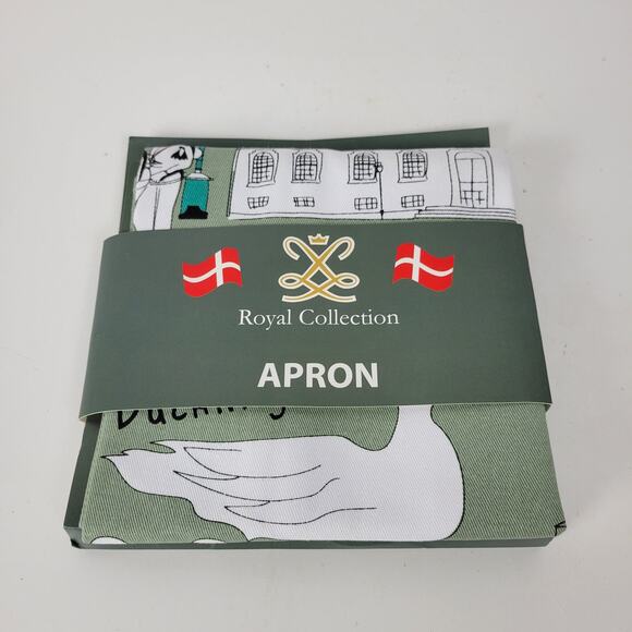 Royal Collection Copenhagen Apron Green Scandinavian Souvenir Collage Cotton NEW - Picture 6 of 11